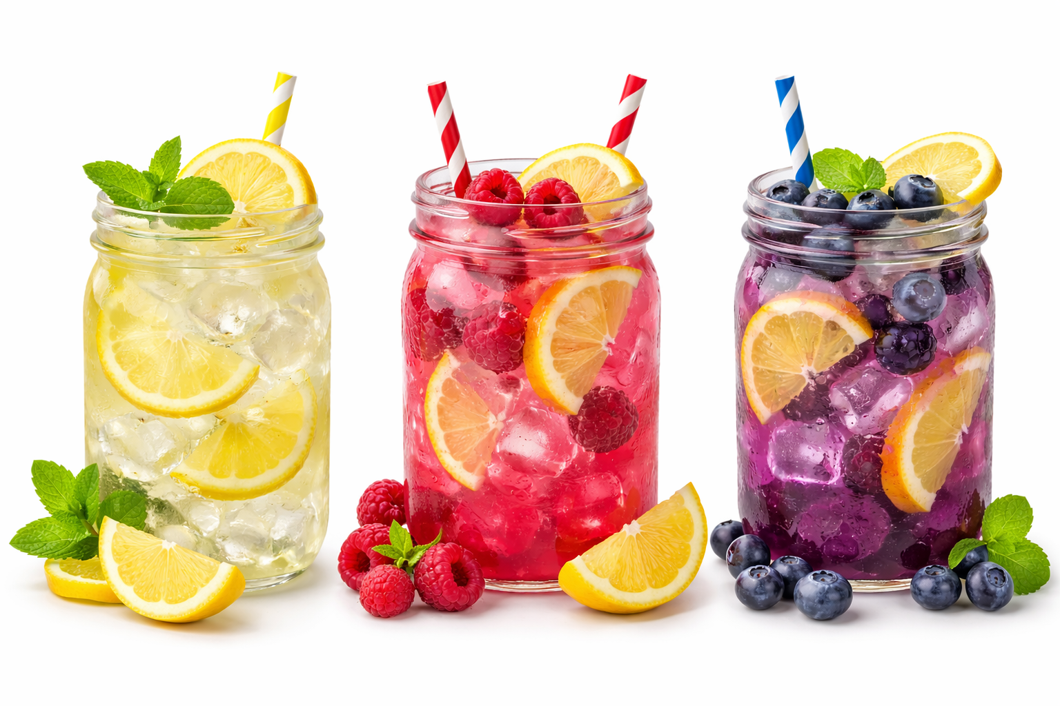 Refreshing fruit lemonades in jars